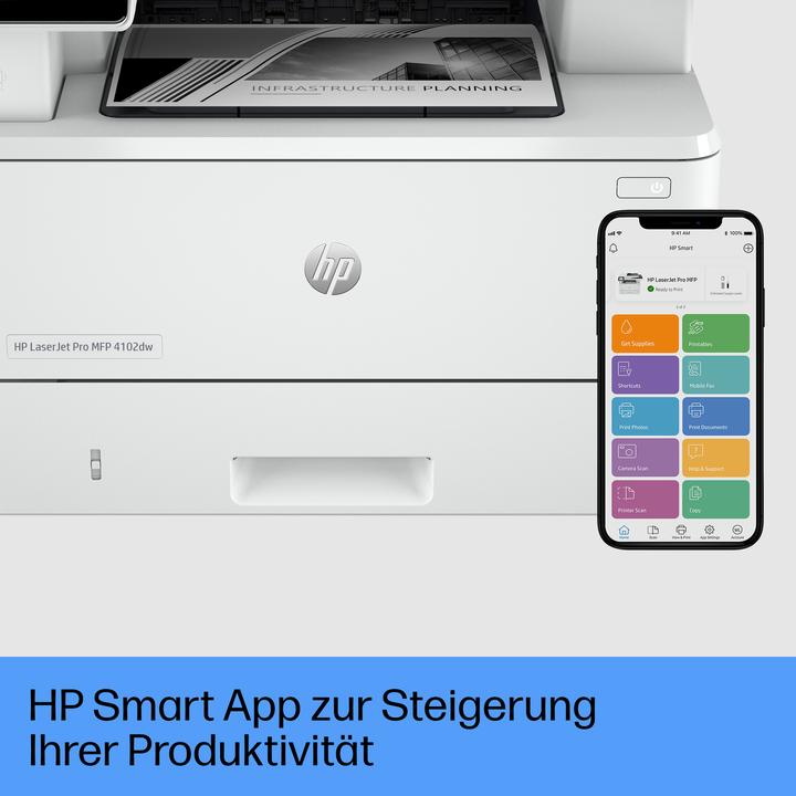 Produktbild HP LaserJet Pro MFP 4102dw (Laser, Schwarz-Weiss)