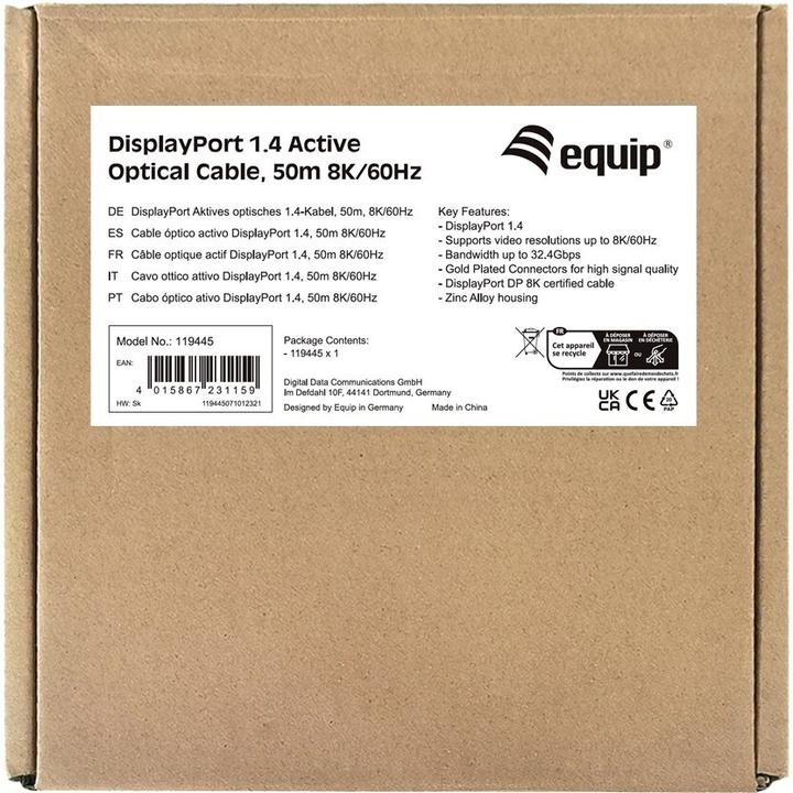Actual product image equip DisplayPort 1.4 St/St 50m 8K/60Hz comp.HDCP black (50 m, DisplayPort)