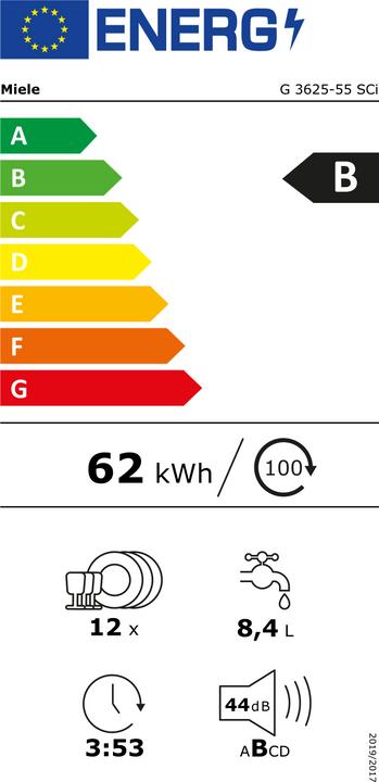 Label énergétique Miele G 3625-55 SCi