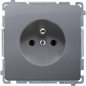 Produktbild Kontakt Simon Simon Basic Einzelsteckdose mit Erdung 16A silber matt (BMGZ1.01