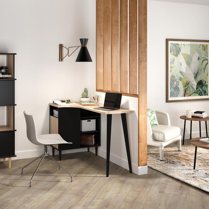 Actual product image Temahome Nook desk black and oak (120 x 67 cm)