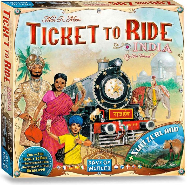 Actual product image Asmodée Ticket To Ride India and Swizerland (French, German, English)