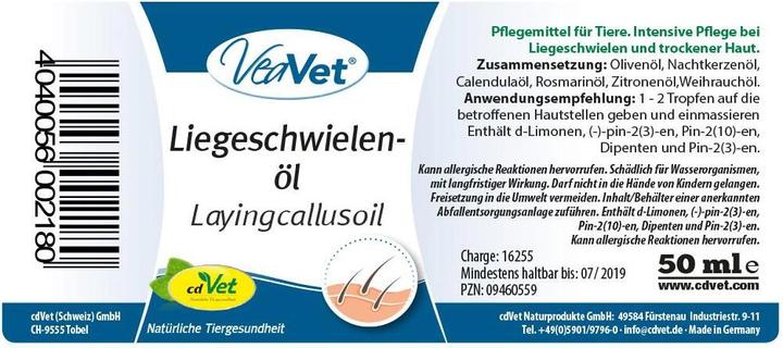 Produktbild cdVet VeaVet Liegeschwielenöl (Hund, 50 ml)