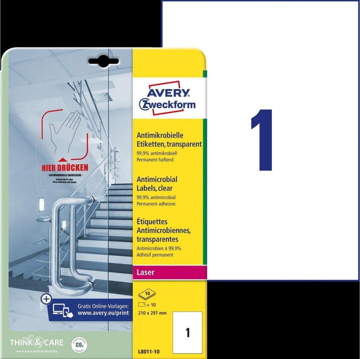 Immagine prodotto Avery AVZ L8011-10 Etichette antimicrobiche 210x297 mm trasparenti