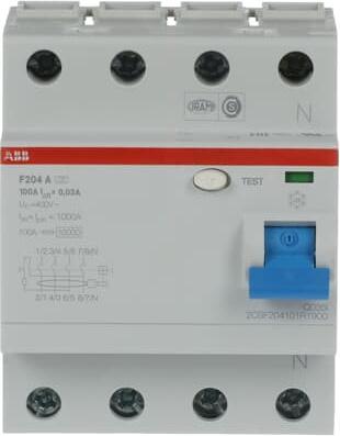 Produktbild ABB F204A-100/0,03 FI-SCHUTZSCHALTER 100A