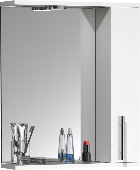 Produktbild VCM Badspiegel Wandspiegel 50 cm Hängespiegel Spiegelschrank Badezimmer Drehtür Beleuchtung Lisalo M (50 x 14 x 60 cm)