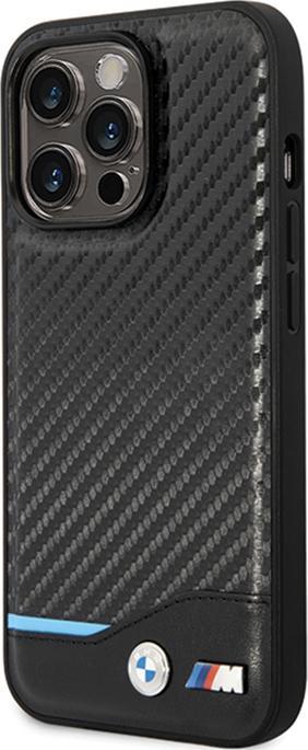 Actual product image BMW Case BMHCP13X22NBCK iPhone 13 Pro Max 6.7" czarny/black hardcase Leather Carbon (Apple iPhone 13 Pro Max)
