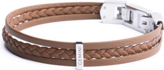 Gemini ARMBAND - BRAUNES LEDER - 19+2 CM (21 cm, italienisches Leder, Nappaleder)