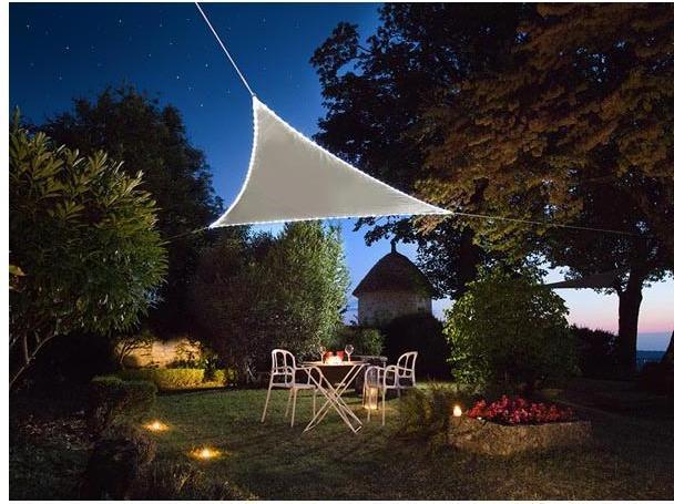 Produktbild Perel SONNENSEGEL MIT LED-BELEUCHTUNG - DREIECKIG - 3.6 x 3.6 x 3.6 m - TAUPE