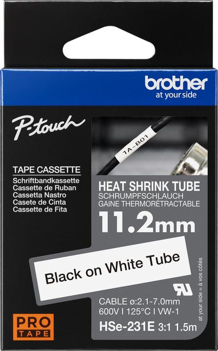 Immagine prodotto Brother Tubo termorestringente bianco/nero (1.12 cm, Nero)