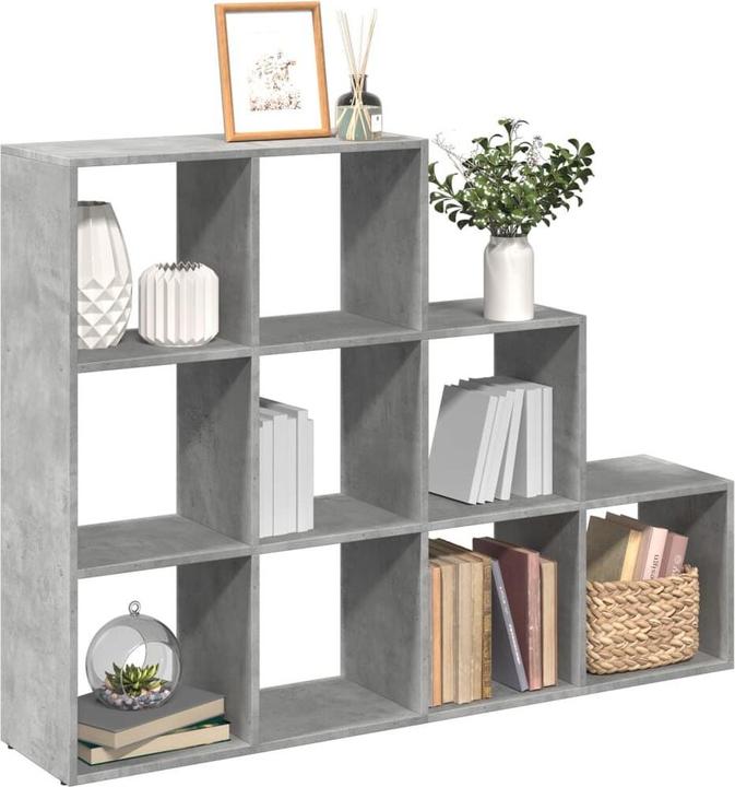 Produktbild VidaXL Raumteiler Bücherregal Standregal Treppenregal Regal 3 Stufen Betongrau (137.5 x 29 x 103.5 cm)
