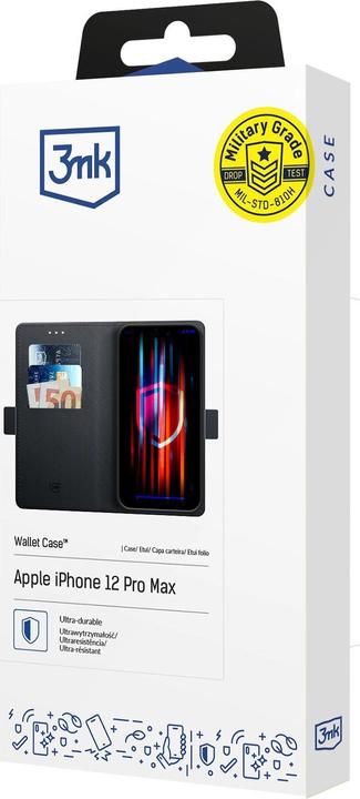 Actual product image 3MK Wallet Case iPhone 12 Pro Max 6.7" czarny/black (Apple iPhone 12 Pro Max)