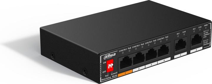 Produktbild Dahua Switch It Dh-Sg1006p 6-Port Unmanaged Desktop Gigabit Switch 4-Port Poe (6 Ports)