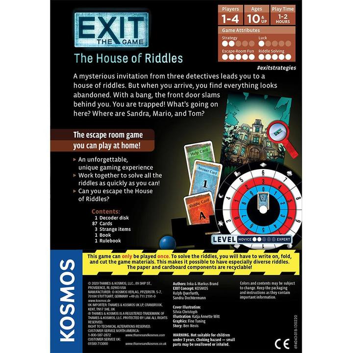 Actual product image Thames & Kosmos EXIT: The House of Riddles board game deduction (English)