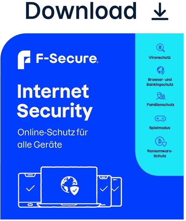 Produktbild F-Secure Internet Security für alle Geräte (ehem. SAFE) 2 Jahre / 1 Gerät Download (1 User, 1 Geräte/User, 2 Monate)