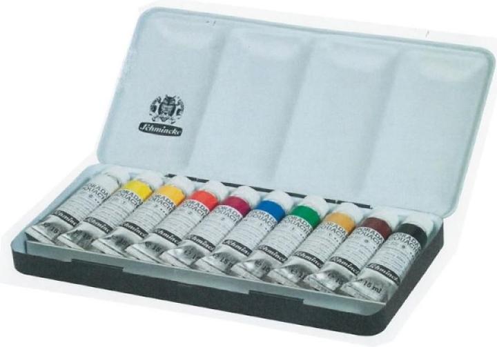 Schmincke Gouache Horadam Set 10x15ml in schwarzer (Schwarz, 15 ml)