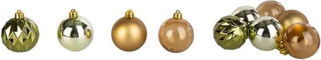 MICA Living Christmas tree baubles - unbreakable - green/gold - approx. 6 cm - 6 pieces (6 -part)