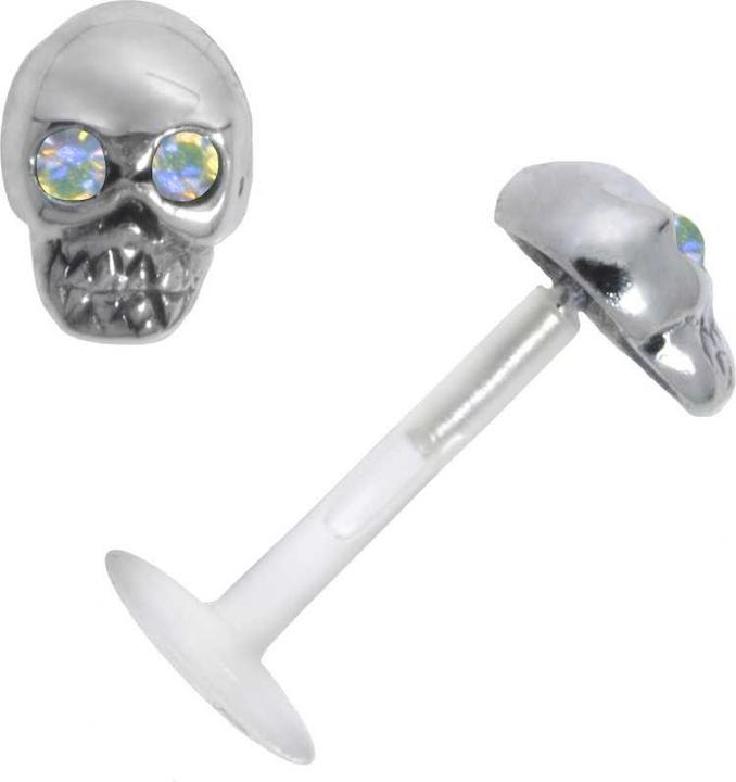 Bijouteria Piercing für Lippe/Tragus (Bioplast, Kristall, Silber 925)