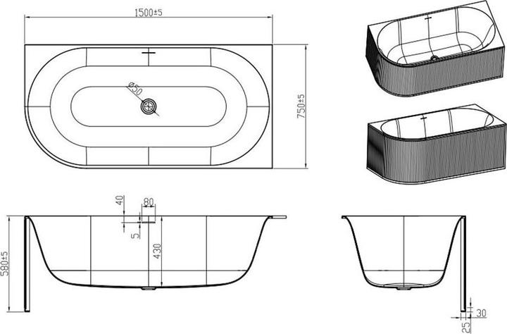 Actual product image Shower Design Barbori (215 l, 150 cm, 150 cm)
