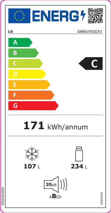 Etichetta energetica LG GBB61PZGCN1 (341 l)