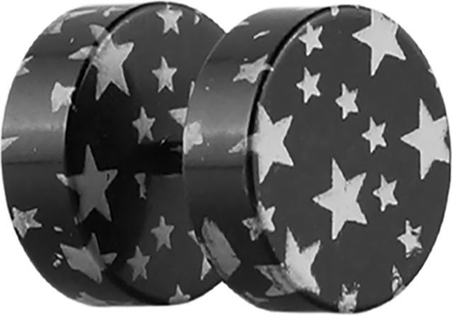 Star Piercing Fake Plug mit Sternen schwarz (ohne Messing, Acryl)