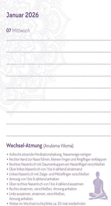 Actual product image Yoga Calendar 2026 - Pocket calendar with mantras, meditations, affirmations and background stories. (German)