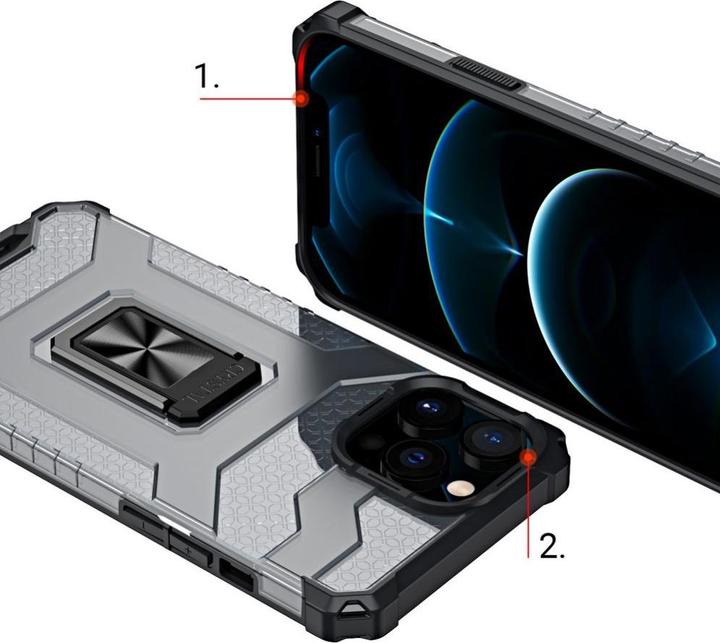 Actual product image Hurtel Crystal Ring Case Kickstand Tough Rugged Cover for iPhone 13 Pro Max black (Apple iPhone 13 Pro Max)