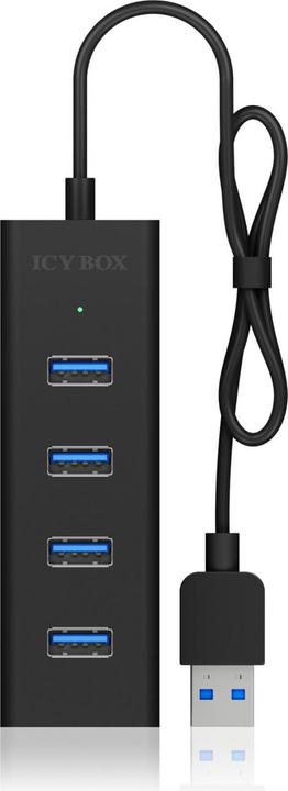 Actual product image Icy Box ICYBOX IB-HUB1409-U3 4x Port USB 3.0 Hub, Black (USB-A, 4 Ports)