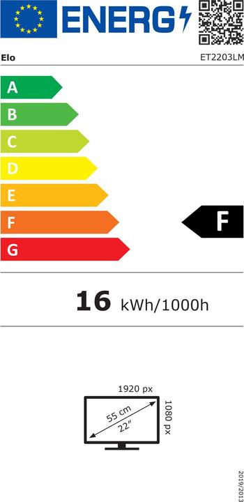Energie-Label ēlo Elo 2203LM - LCD-Monitor - 55.9 cm (22") (21.5" sichtbar) (1920 x 1080 Pixel, 21.50")