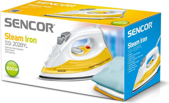 Actual product image Sencor SSI 2028YL iron Dry & Steam iron Stainless Steel soleplate Orange, White (1600 W)