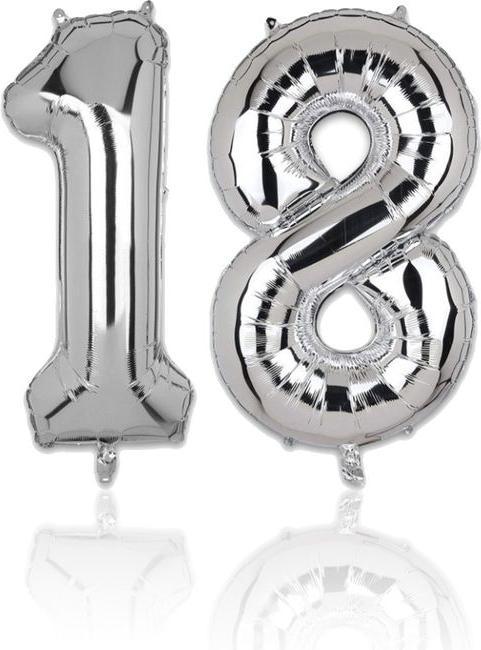 Hermex Palloncino in foil numero 18 argento palloncino numero palloncino elio 81cm (1 x)