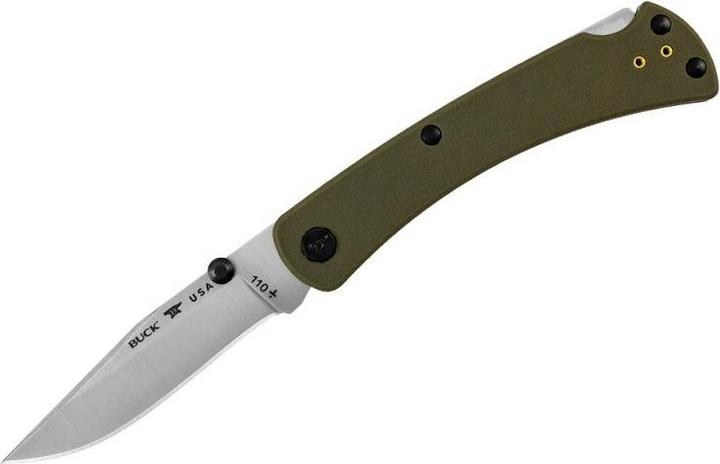 Image du produit Buck 110 SLIM PRO TRX, vert, acier S30V, inoxydable, Back Lock, poignée G10, clip de poche Tip Up (9.50 cm)
