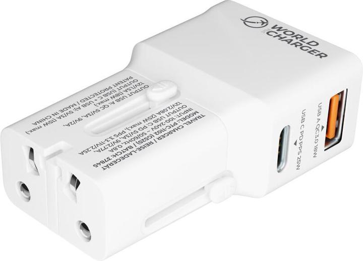 Produktbild prio Fast Charge World Reiseladegerät 25W PD PPS (USB C) + QC 3.0 (USB A) weiss (25 W)