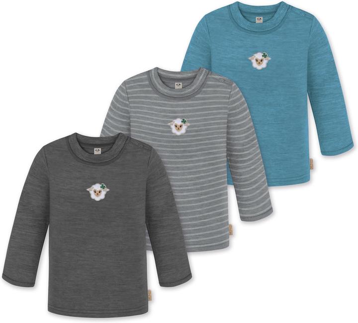 Normani 3er Pack Baby Merino Longsleeve „Taupo" - 9475