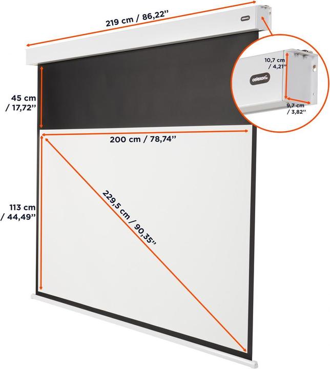 Produktbild Celexon Motorleinwand Batterie V2.0 Motor Pro Plus 320x180 cm 16:9 (57", 16:9)
