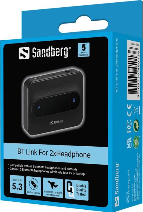 Produktbild Sandberg Bluetooth Link For 2xHeadphone (Sender)