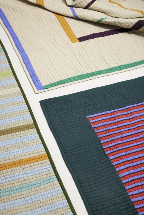 Actual product image Hübsch Pretty - Twist Bedspread Square 260x260 Sand/Multicolour (260 x 260 cm)