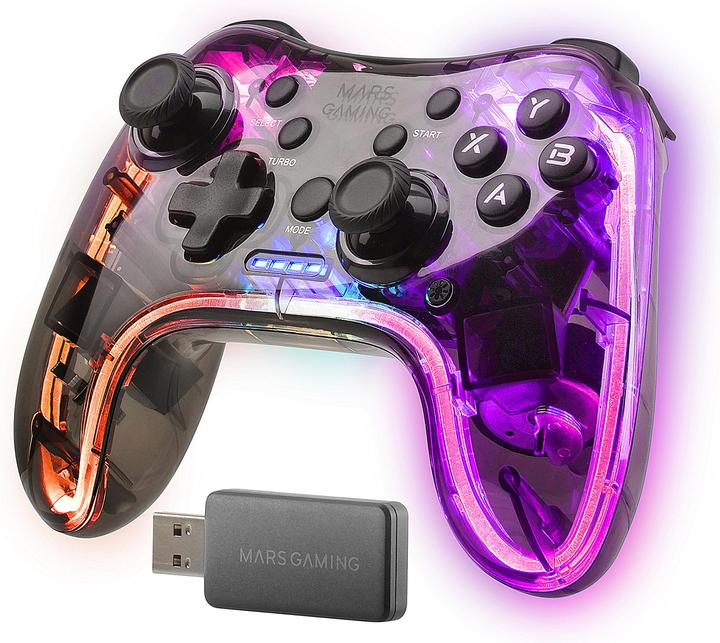 Immagine prodotto Mars Gaming Manetta Di Gioco Senza Fili Mgp-24 RGB (Trasparente) (Xbox 360, Mac, PS4, Android, PS3, PC)