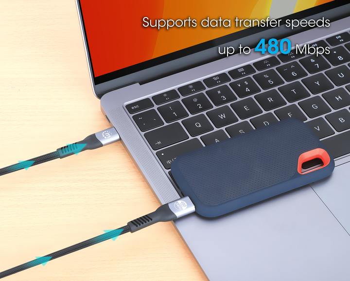 Produktbild Manhattan USB 2.0 Typ C EPR Ladekabel 240 W / PD 3.1 (2 m, USB 2.0, 240 W)