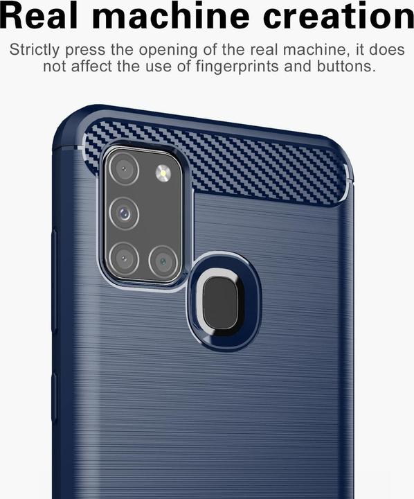 Produktbild Cadorabo TPU Ultra Slim carbon edelstahl Kombi Cover (Samsung Galaxy A21s)