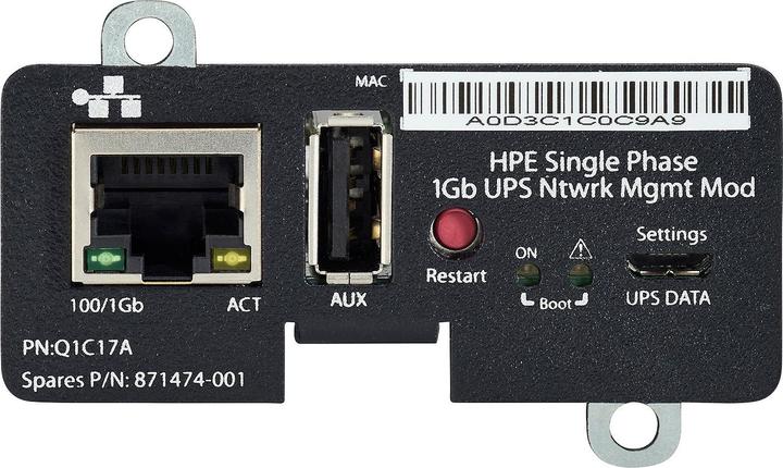 Actual product image HPE Single Phase 1Gb UPS Network Management Module (Line-interactive UPS)