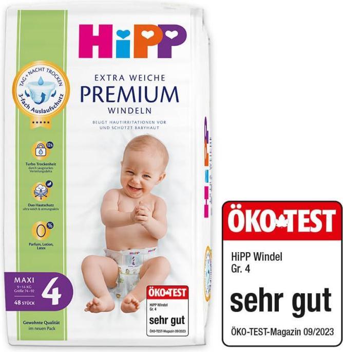 Produktbild Hipp Windeln Babysanft Premium Grösse 4, Packungsgrösse: 48 (Gr. 4, 48 Stück)