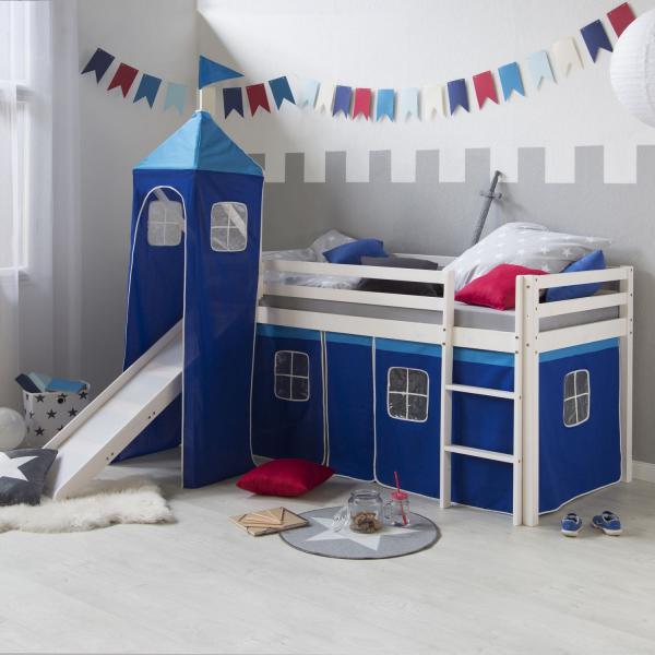 Image du produit Homestyle4u Lit mezzanine avec toboggan et tour (90 x 200 cm)