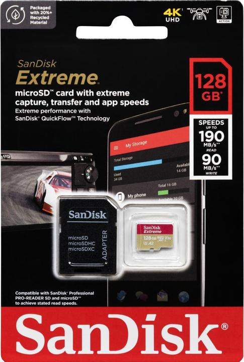 Produktbild SanDisk Extreme UHS-I V30 (128 GB, microSDXC, U3, UHS-I)