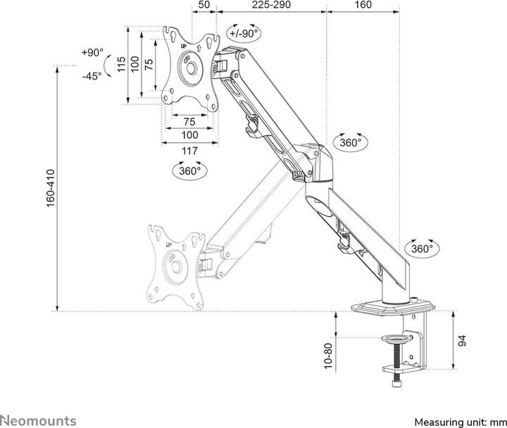 Actual product image Neomounts DS70-700BL1 (Table, 27")