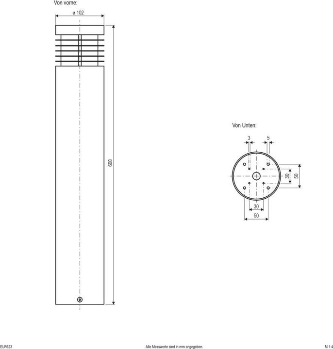 Produktbild EVN Elektro Pollerleuchte 15W edelstahl ELR 623 (0 lm, E27, IP44)