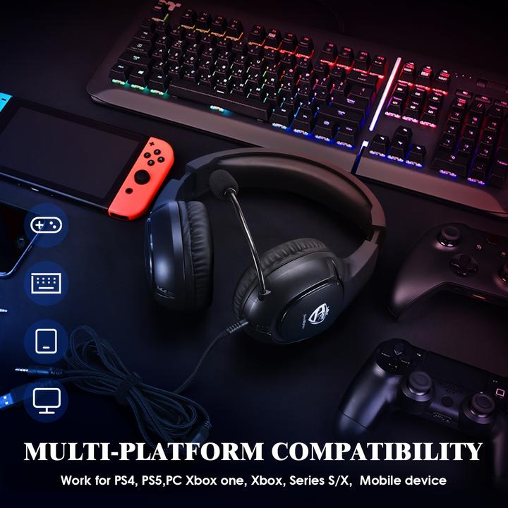 Produktbild PhoneLook SOULBYTES S20 RGB Gaming Headset mit Surround-Sound Mikrofon für PS4 / PS5 / XBOX / PC 3.5 mm (Kabelgebunden)