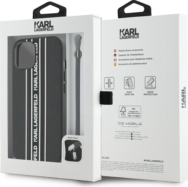 Productafbeelding Karl Lagerfeld PU Saffiano Athleisure Stripe and Strap Case voor iPhone 15 Roze (Apple iPhone 15)