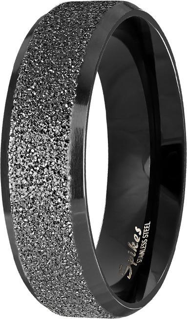 Star Piercing Ring schwarz poliert und mittig gesprenkelt (Chirurgenstahl 316L)