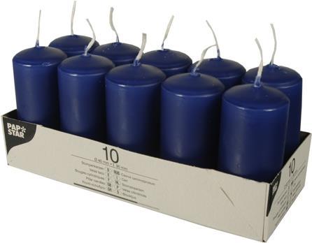 Actual product image Papstar Pillar candles, 40 mm, dark blue, pack of 10 Diameter: 40 mm, Height: 90 mm, Burn time: approx. 9 (10 pcs.)